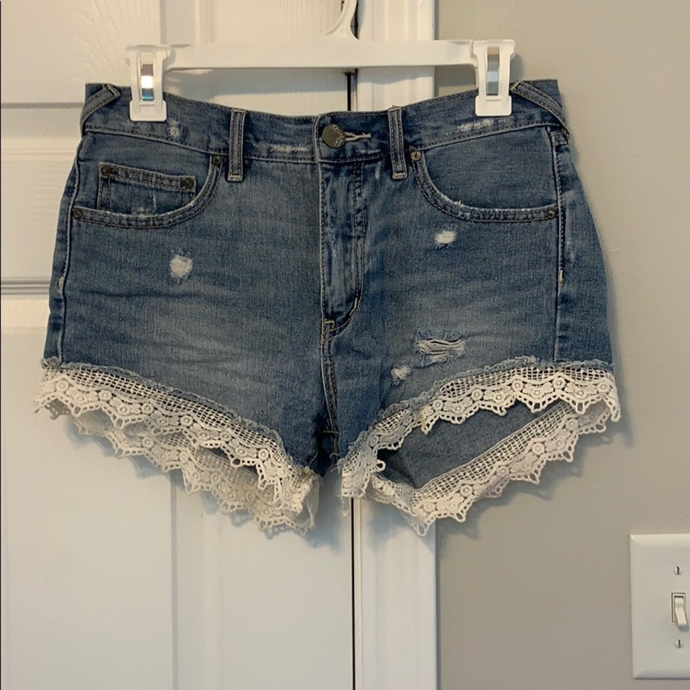 Free People denim shorts with lace size 25